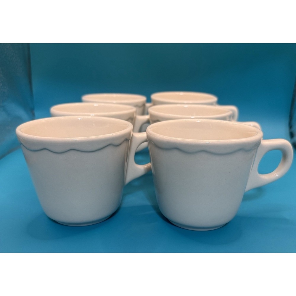 Buffalo China Restaurant Table Ware Diner White Coffee Mugs Cups Set Of Six (6)
